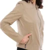 Ana Beige Biker Jacket Womens Left webp