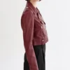 Ana Leather Burgundy Cropped Jacket Side webp