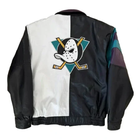 Anaheim Ducks Multi Color Leather Jacket webp