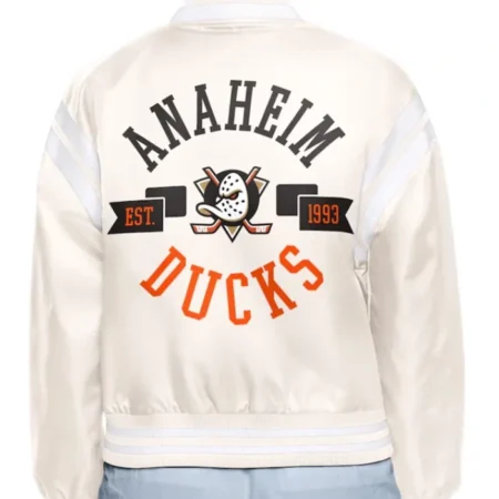 Anaheim Ducks Round Team Logo Full Snap Satin Jacket webp