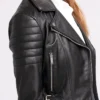 Andrea Women Biker Style Black Leather Jacket Collar webp