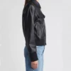 Anna Womens Leather Bomber Jacket Side webp