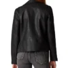 Asymmetrical Black Leather Jacket Womens Back webp