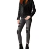 Asymmetrical Black Leather Jacket Womens Stand webp