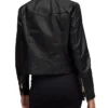 Asymmetrical Causal Womens Black Moto Jacket Back webp