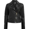 Asymmetrical Causal Womens Black Moto Jacket Front webp