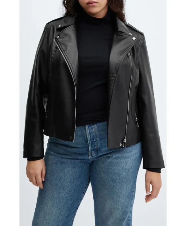 Ava Womens Black Leather Jacket webp