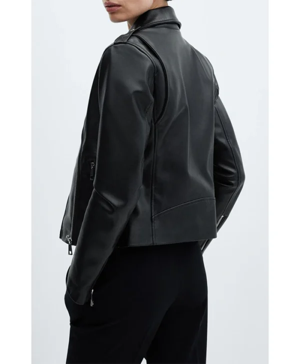 Ava Womens Black Leather Jacket Back webp
