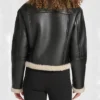 B3 Black Aviator Shearling Coat Womens Back webp