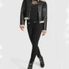 B3 Black Aviator Shearling Coat Womens Stand webp