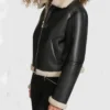 B3 Black Aviator Shearling Coat Womens Zipper webp