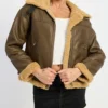 B3 Brown Shearling Flight Pilot Jacket Womens Main webp