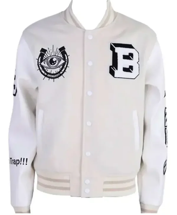 Bad Bunny Monaco White Varsity Jacket webp