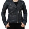 Bari Womens Vintage Black Biker Jacket jpg