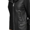 Biker Collar Womens Black Leather Jacket Closure webp