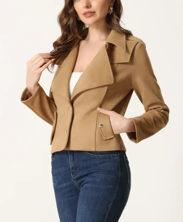 Biker Ladies Tan Suede Jacket webp