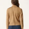 Biker Ladies Tan Suede Jacket Back webp