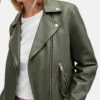Biker Womens Olive Green Jacket Zipper webp