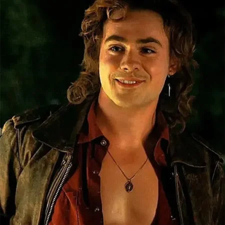 Billy Stranger Things Brown Leather Bomber Jacket front webp