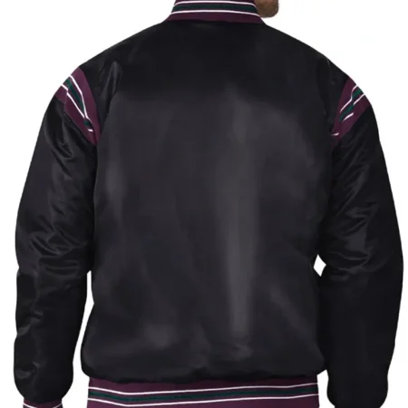 Black Anaheim Ducks Enforcer Satin Full Snap Jacket webp
