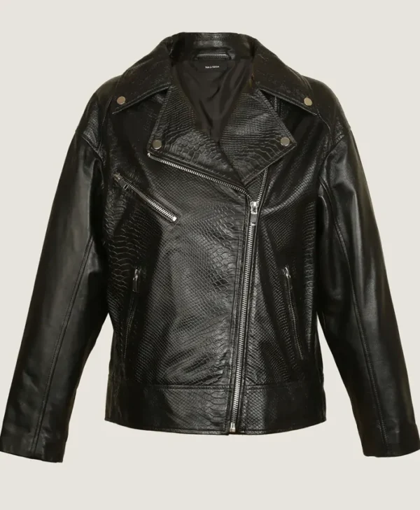 Black Leather Jacket Women Oversized webp