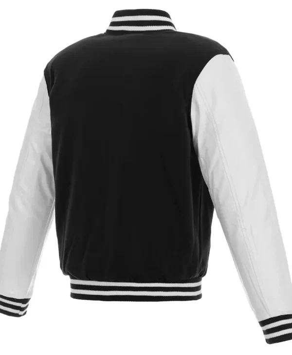 Black White Washington Commanders Letterman Jacket back webp