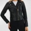 Black Womens Motorcycle Leather Jacket webp