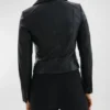 Black Womens Motorcycle Leather Jacket Back webp