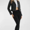 Black Womens Motorcycle Leather Jacket Stand Up webp