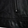 Black Womens Real Leather Cafe Racer Jacket Zipper webp