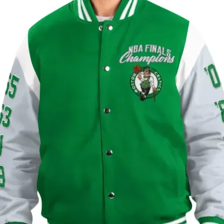 Boston Celtics Franchise Green and Gray Varsity Jacket webp