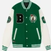 Boston Celtics Green and Off White Varsity Jacket webp