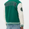 Boston Celtics Green and Off White Varsity Jacket Back webp