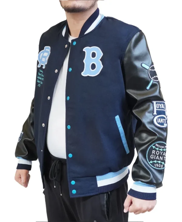 Brooklyn Royal Giants Black Varsity Jacket Front webp