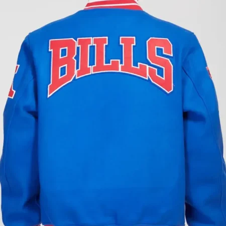 Buffalo Bills Crest Emblem Royal Blue Varsity Jacket Back webp