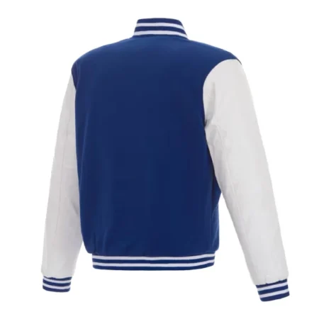 Buffalo Sabres Full Snap Varsity Royal and White WoolLeather Jacket webp