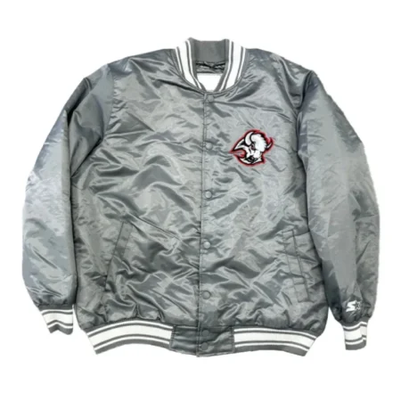 Buffalo Sabres Gray Bomber Satin Jacket webp
