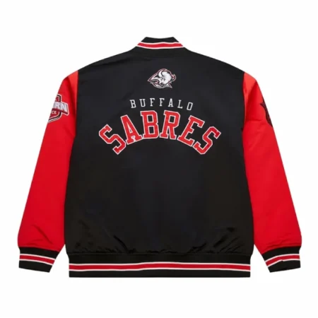 Buffalo Sabres Prime Time Black and Red Full Snap Heavyweight Satin Jacket webp