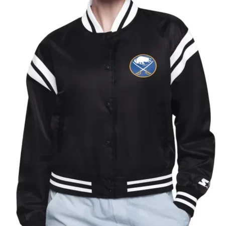 Buffalo Sabres Printed Logo Varsity Satin Jacket webp
