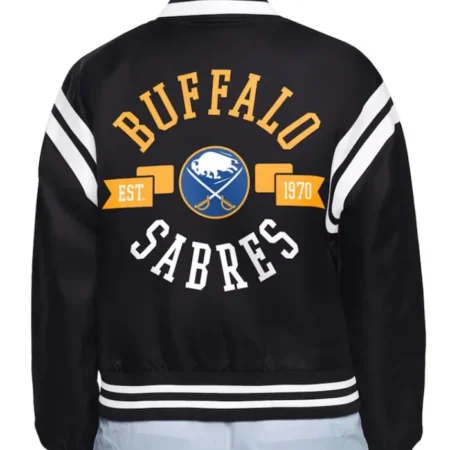 Buffalo Sabres Round Team Logo Full Snap Varsity Satin Jacket webp