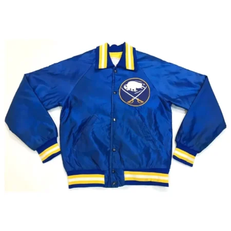 Buffalo Sabres Vintage Blue Bomber Satin Jacket webp