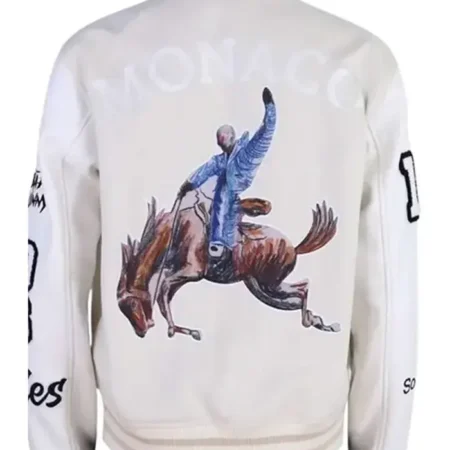 Buy Bad Bunny Monaco White Varsity Jacket webp