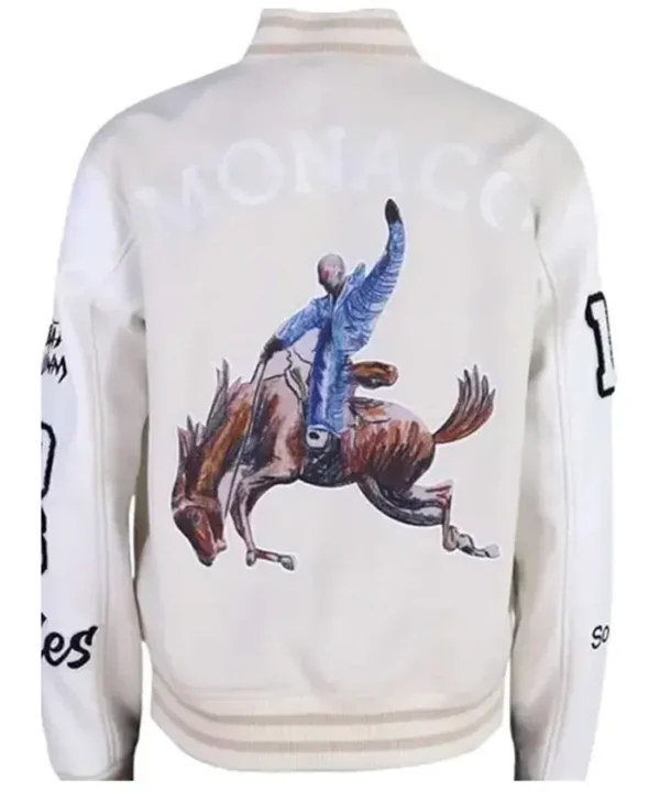 Buy Bad Bunny Monaco White Varsity Jacket webp