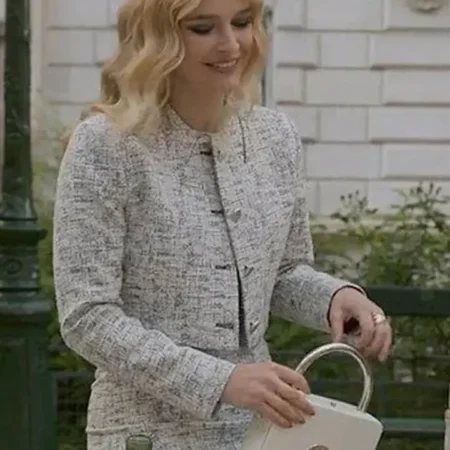 Buy Emily In Paris S03 Camille Grey Cropped Tweed Jacket webp