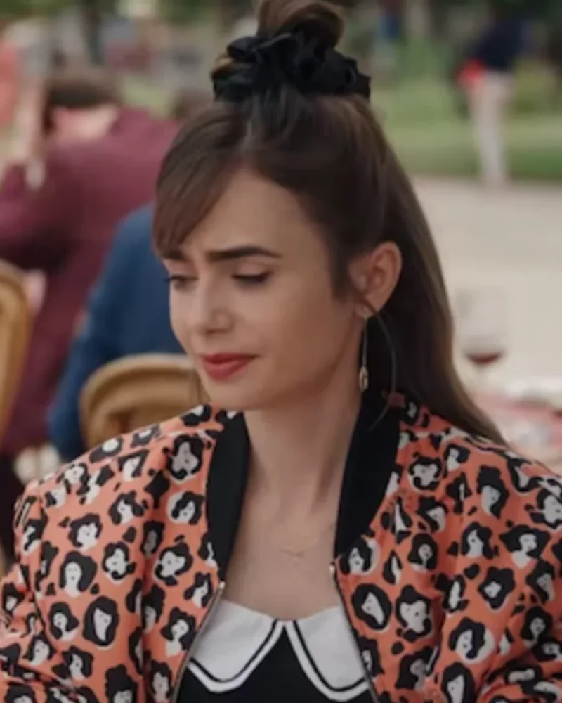 Buy Emily In Paris S03 Lily Collins Lady Leopard Bomber Jacket webp