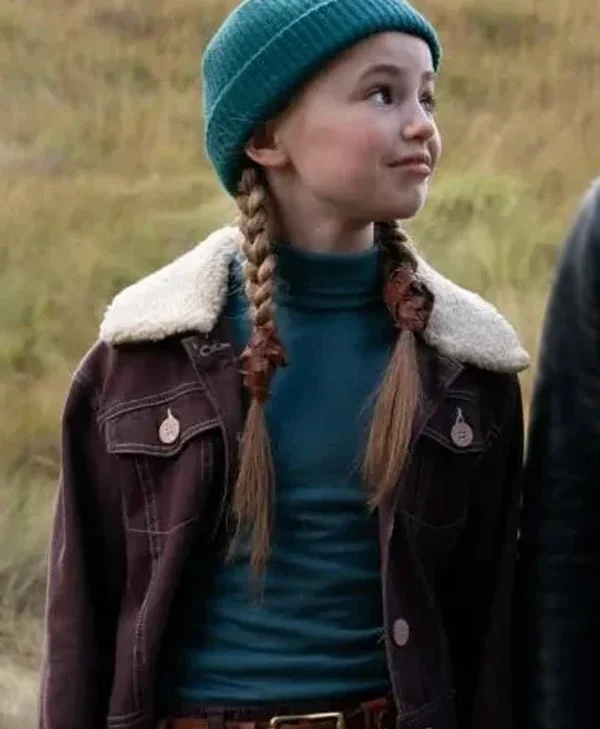 Buy Nell Fisher Bookworm 2024 Brown Denim Shearling Jacket webp