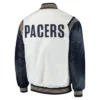 Buy Now Indiana Pacers Renegade White And Navy Blue Varsity Jacket For Men And Women webp