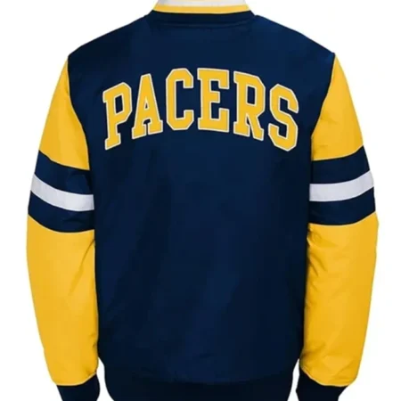 Buy Now Indiana Pacers Youth Legendary Yellow And Navy Blue Varsity Jacket For Unisex webp