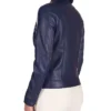 Cafe Racer Style Navy Blue Biker Jacket Womens Back webp