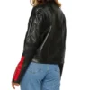 Cafe Racer Womens Red And Black Leather Jacket Back webp